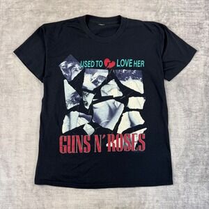 Guns N Roses Shirt Mens Large Black Vintage 90s Used To Love Her Band Tee Rock